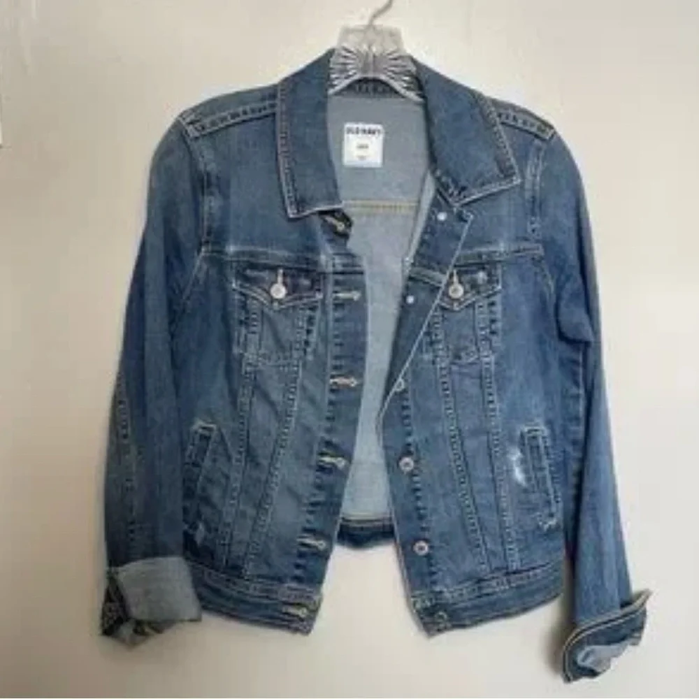 Old Navy Blue Denim Jean Jacket - Women's Casual Button Front